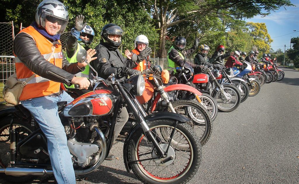 The Fraser Coast branch of the Queensland Historic Motorcycle Club about to take off for a five-day ride. The Fraser Coast branch of the Queensland Historic Motorcycle Club about to take off for a five-day ride.